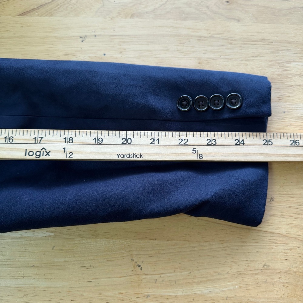 Lauren Ralph Lauren SUEDE Blazer Mens 44R  Sport Coat Suit Jacket Navy Blue Dogs - Picture 9 of 14